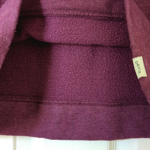 Orvis Classic Fleece Lined Oversized Pullover Crewneck Sweatshirt Plum Purple XS - Picture 8 of 13